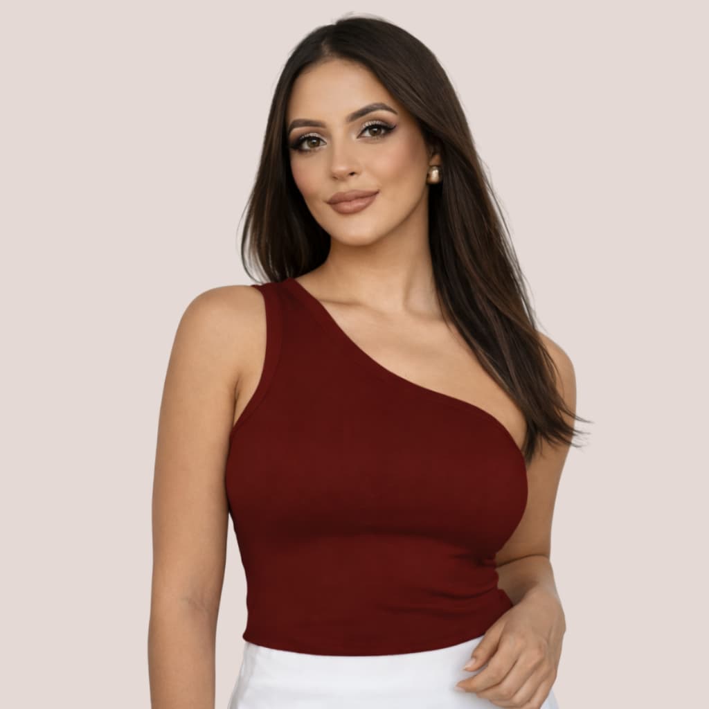 Blusa Regata Feminina Ombro Só Canelada Estilo Mula Manca Elegante Casual Social Trabalho Faculdade