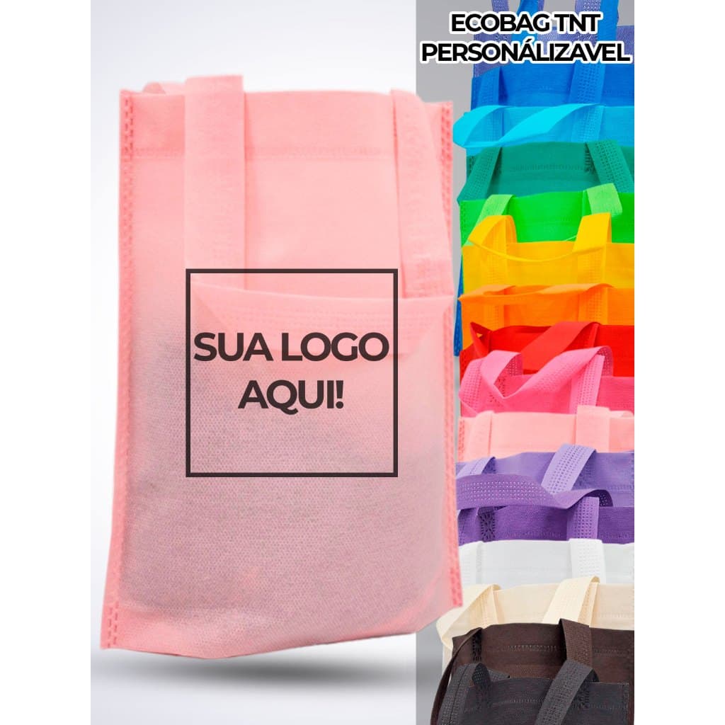 Sacola tnt Ecobag Personalizada 20X25 cm para Sua Empresa Festas Comemoração Aniversário Kit 50 E 100