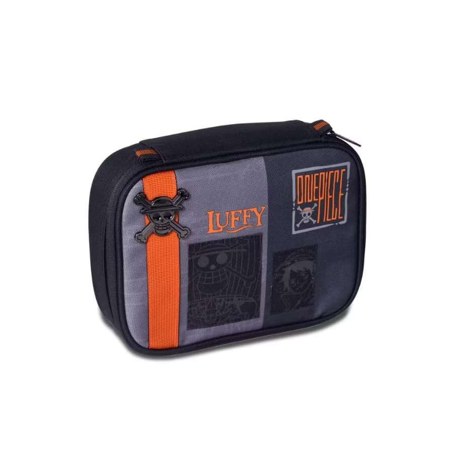 Estojo Box One Piece Luffy Laranja Cinza e Preto Infantil Escolar