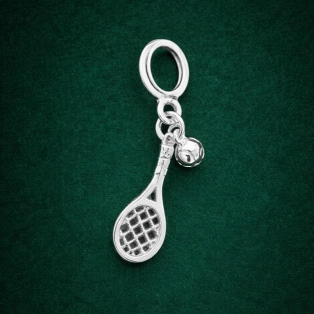 Berloque Pingente Raquete de Tênis em Prata 925 Esportiva e Sofisticada 17x10mm