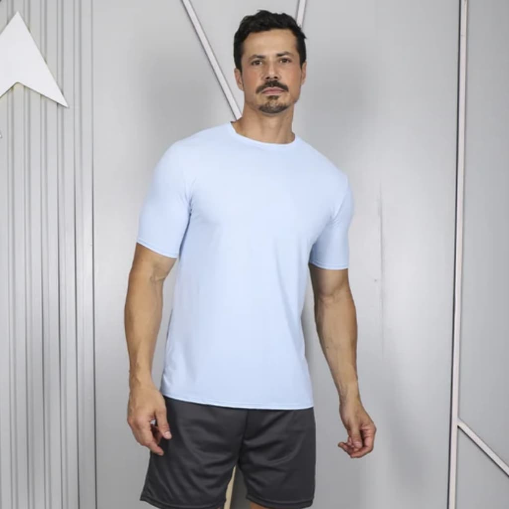 Camiseta Masculina Dry Fit UV 50+ Manga Curta Protege Contra o Sol Respiravel Esportiva Fresca