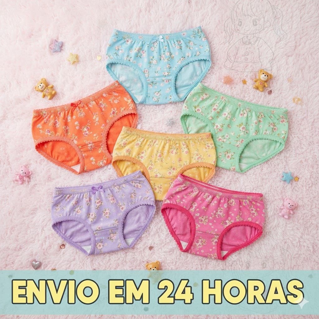Kit Calcinha Infantil Algodão Hipoalergênica Bebê Antialérgica Enxoval Criança