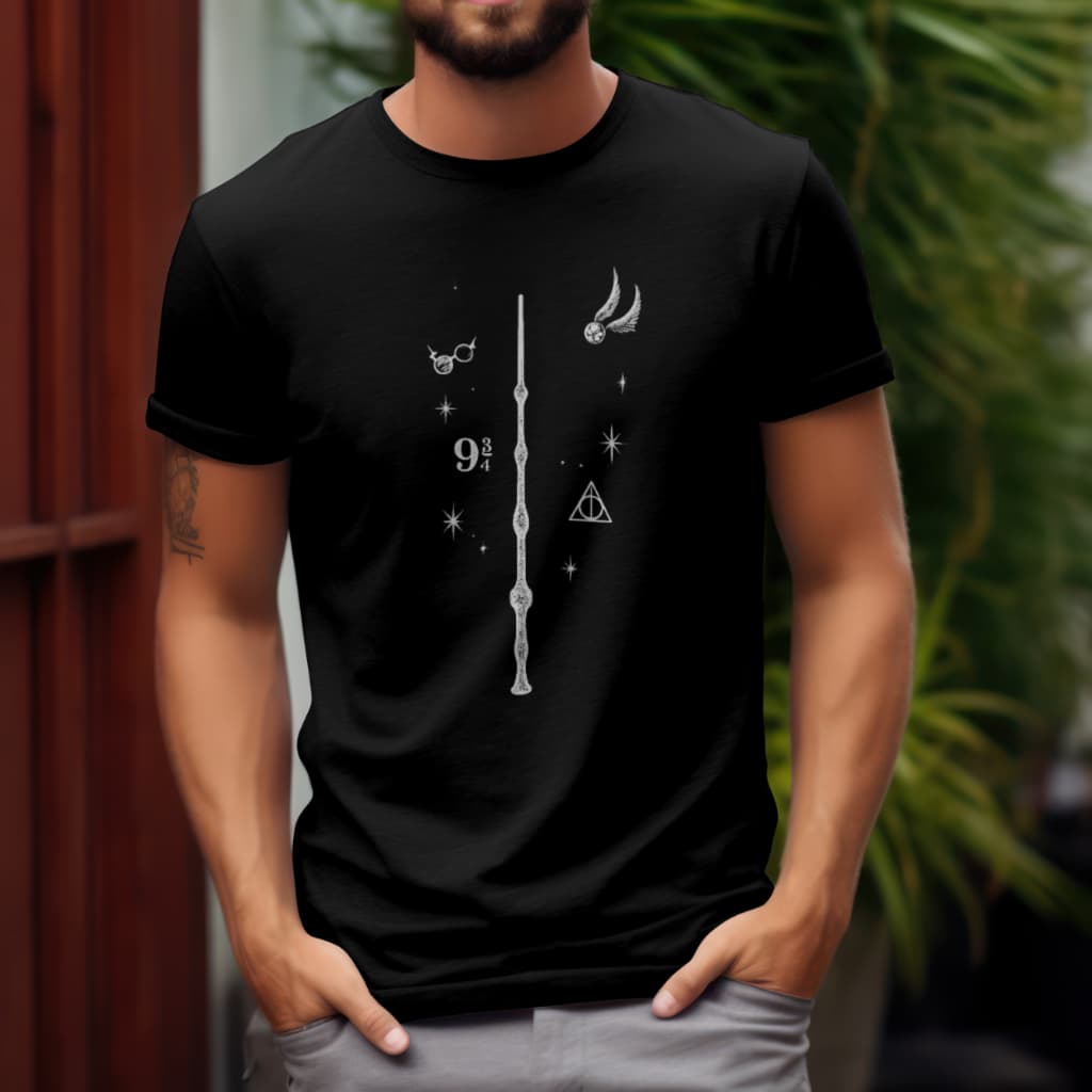 Camiseta Masculina Harry Potter Varinha 2 Street Wear Manfinity X O Camisa 100% Algodão