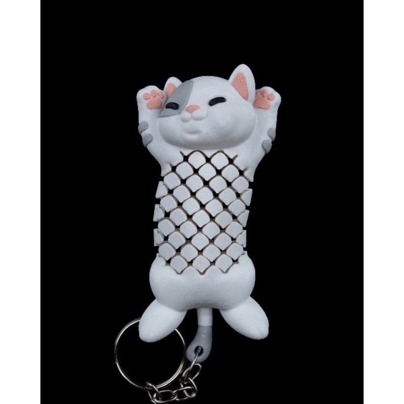 Chaveiro Gatinho Articulado 3D Flexível Fofo | Gato Cute Antiestresse | Presente Criativo Geek