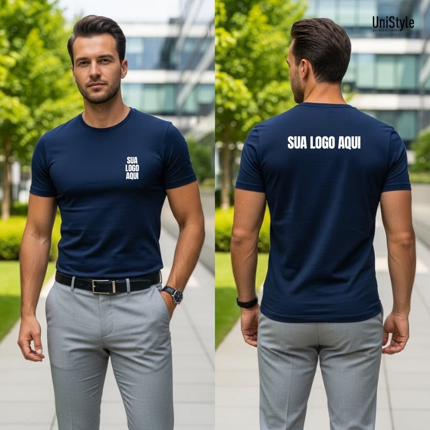 Camisa Uniforme Personalizada Feminina e Unissex com Sua Logo 100% Algodão