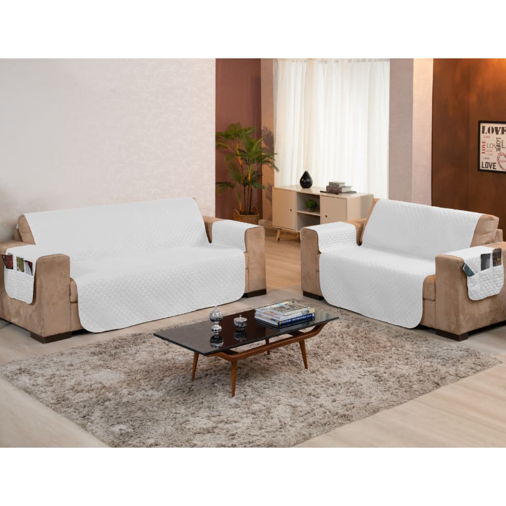 Kit Capa Protetor de Sofá Matelado Liso Com Bolso Lateral 1 à 4 Lugares Assentos