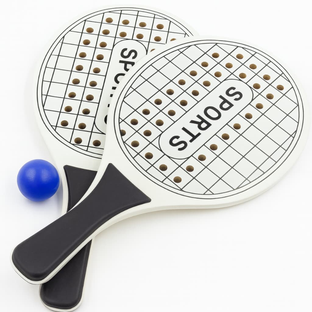 Kit Jogo Frescobol Tênis De Praia 2 Raquetes Madeira + Bola