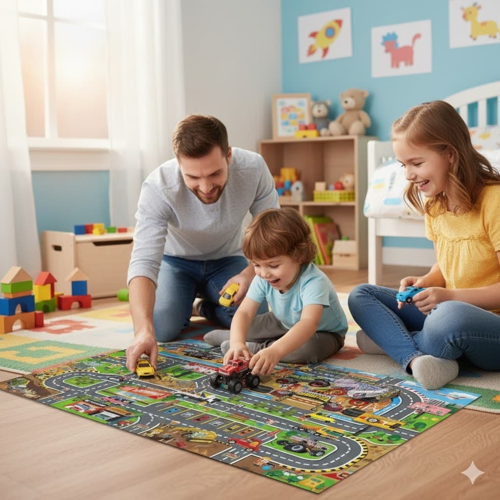 Kit Carrinho Infantil Tapete Proteção Acessórios Completo Diversão Garantida