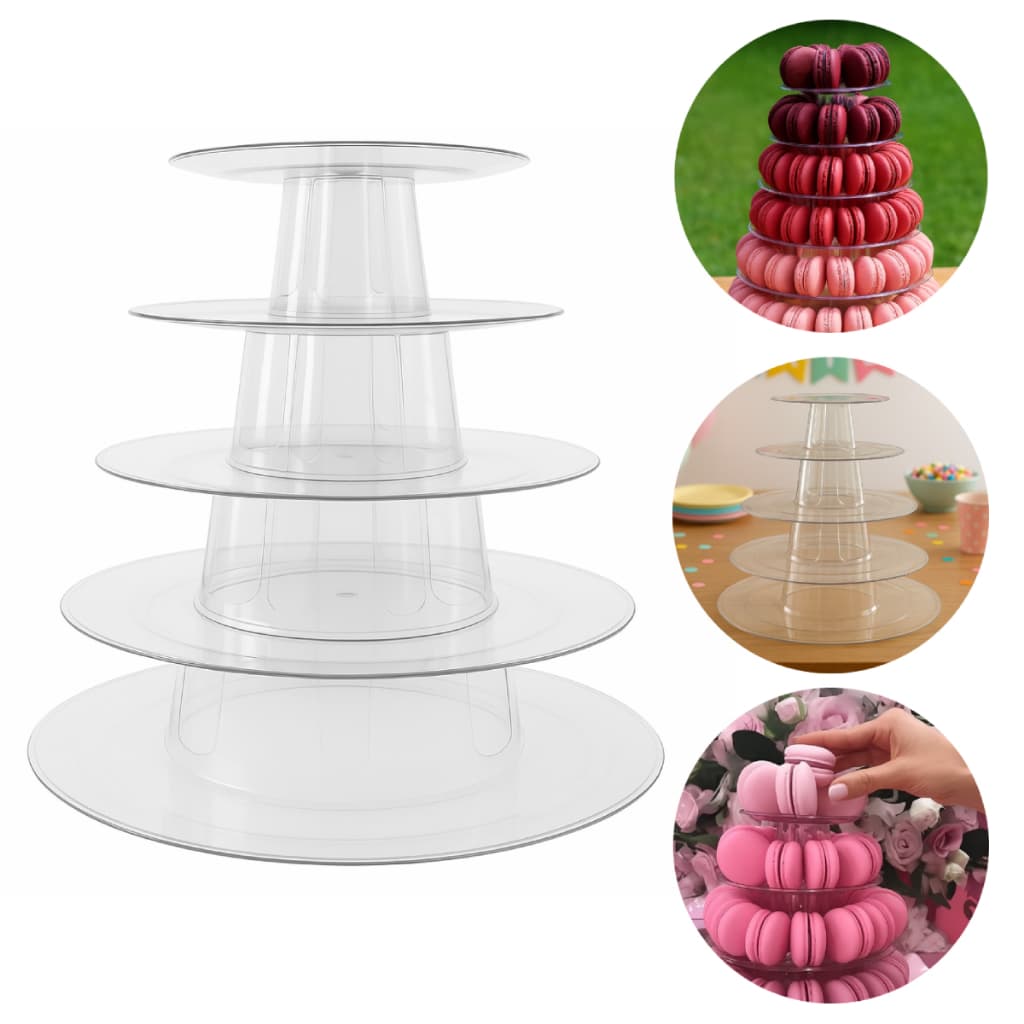 Torre para Macarons 5 Pisos - Desmontável e Prática para 69 Macarons