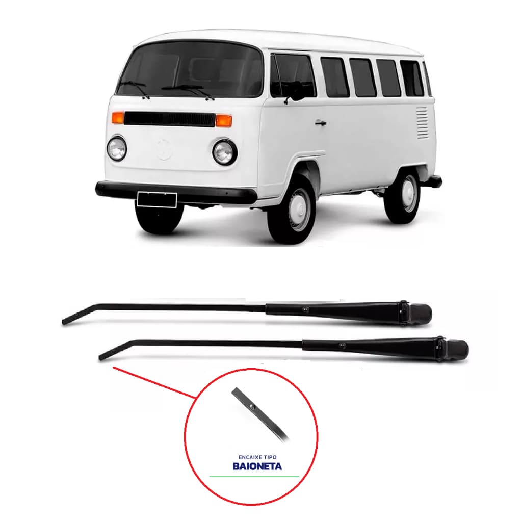 Par Braço Haste Suporte do Limpador Palheta Dianteiro Vw Kombi Clipper 1975/2014
