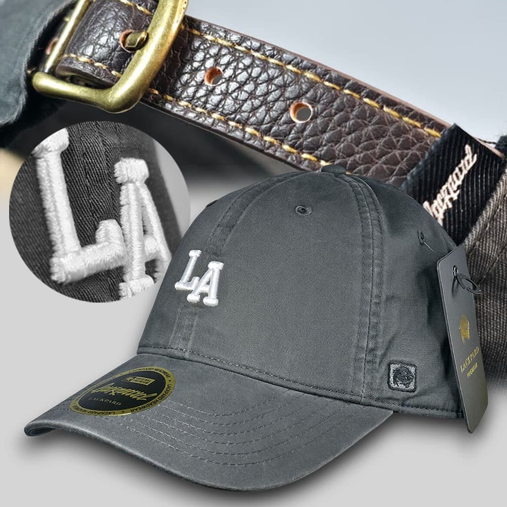 Boné LA Los Angeles Lackpard Original Modelo Estonado Bordado Ajuste Fivela Em Couro Sintético Top
