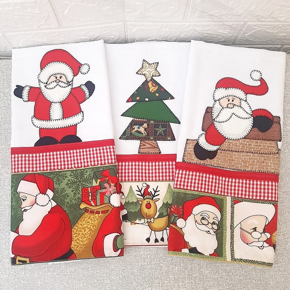 1 Pano de prato de Natal | Liso 44 x 69 cm | Guardanapo cozinha decoração natalina