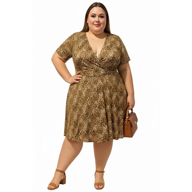 Vestido Plus Size Animal Print | Decote Transpassado | Tamanhos G1 G2 G3 G4
