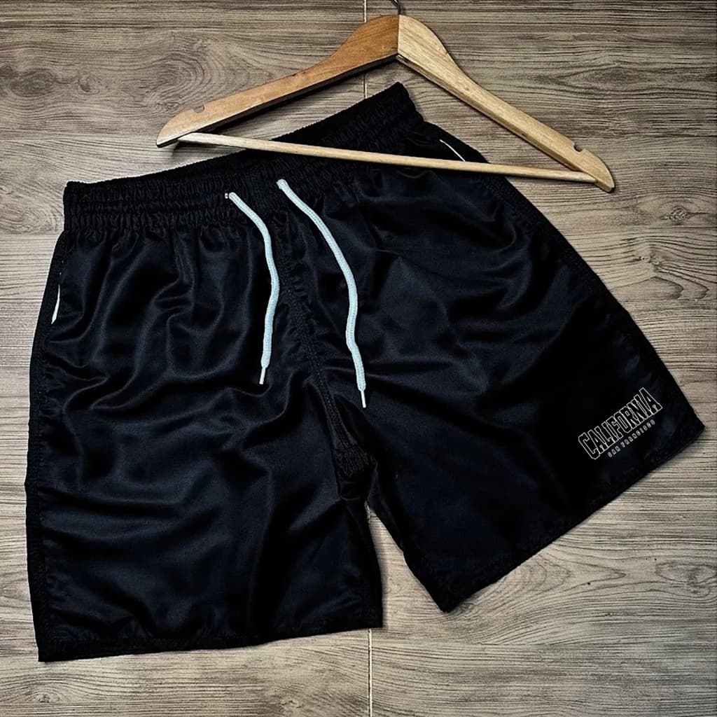 Bermuda Esportiva Shorts Masculino California Preto Premium Para Academia Corrida Treino Futebol