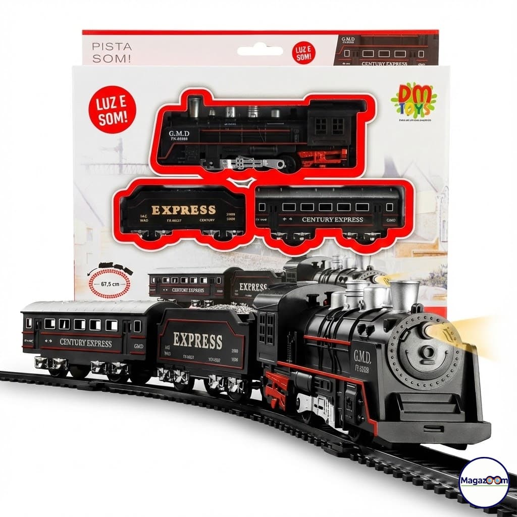 🚂 TREM ELÉTRICO EXPRESS G.M.D – PISTA LOCOMOTIVA COM LUZ E SOM