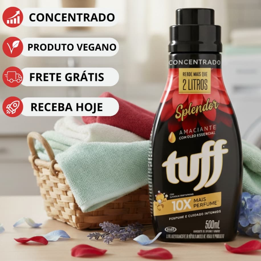 Amaciante Vegano Concentrado Tuff Splendor Roupas Intenso Lavanderia