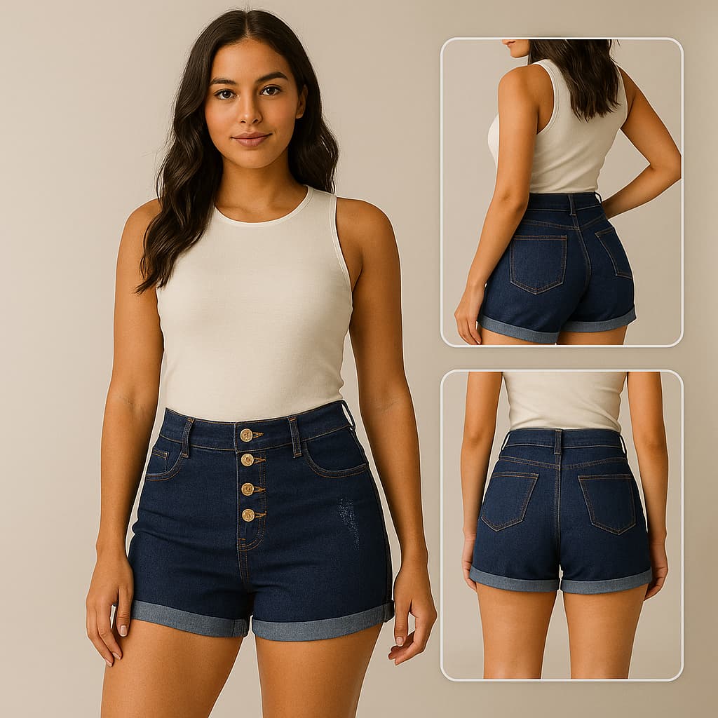 Short Jeans Feminino Cintura Alta Desfiado – Modelagem Confortável, Alta Qualidade, Pronta Entrega