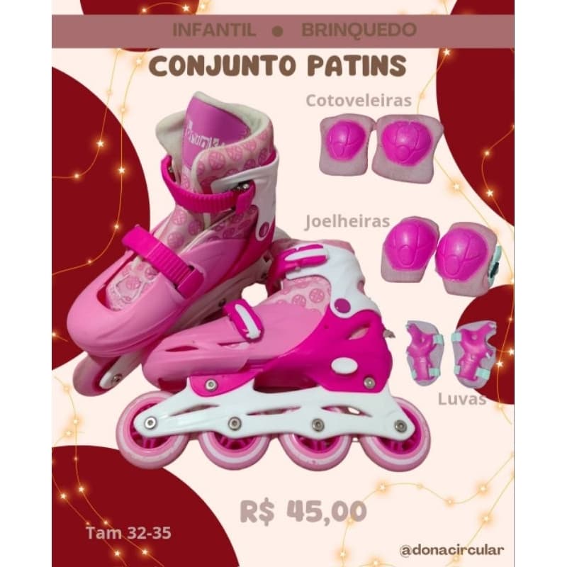 Conjunto de Patins Infantil 32-35
