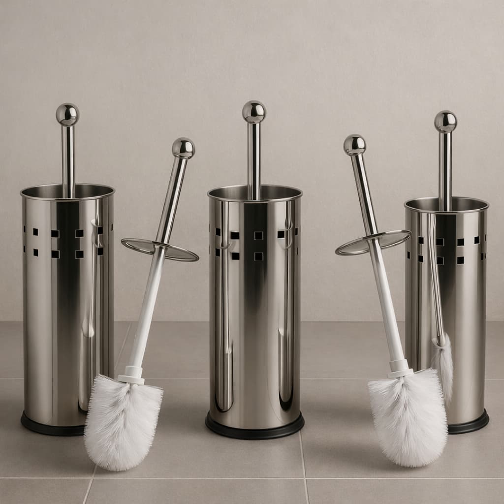 Escova Sanitária Vaso Inox Sanitário com Suporte Aço Limpeza