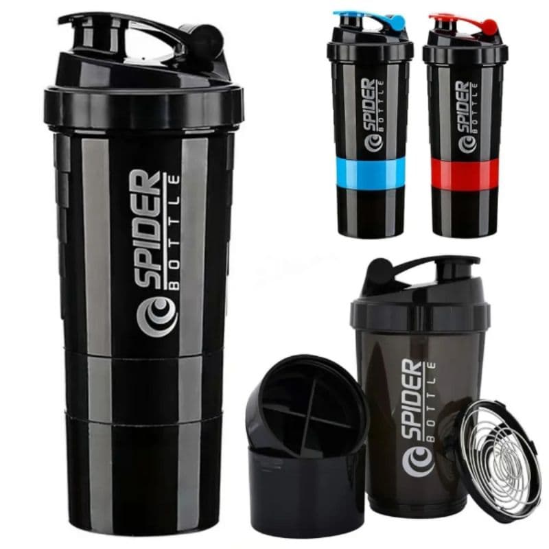 Garrafa Água Coqueteleira shake Academia Para Suplemento Whey Com Compartimento