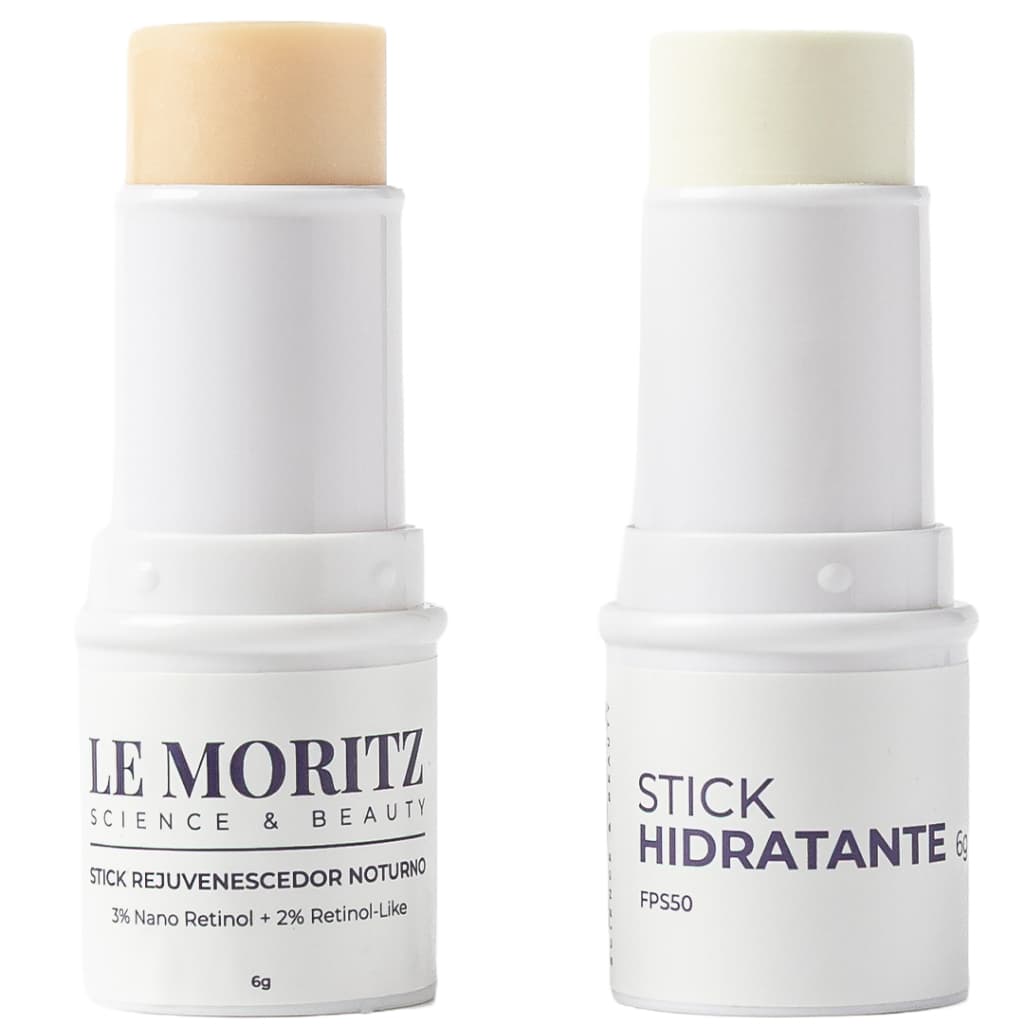 Combo de Hidratante em Bastão Dia e Noite Rejuvenescedor Noturno e Hidratante com FPS50 Pele Madura Le Moritz