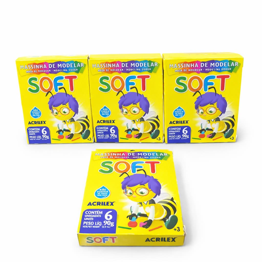 Massinha Soft De Modelar Soft Acrilex 6 Cores 90g Infantil Escolar