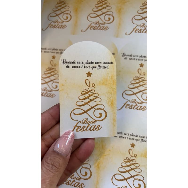 KIT com 50 unidades de TAG Boas Festas. Papelaria Fim de Ano. Ideal para brindes. TAM. 8,8m x 5,3cm. Sem furo.