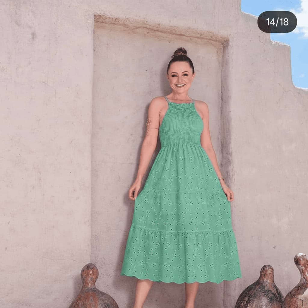 Vestido Midi em Laise Frente Ùnica com Lastex  Elegante e confortável. da Ester Modas