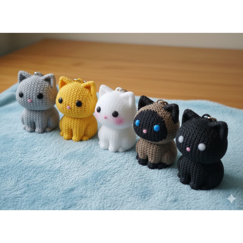 Chaveiro Gatinho Fofo 3D Colorido | Gato Cute Kawaii | Presente Criativo Geek | Várias Cores