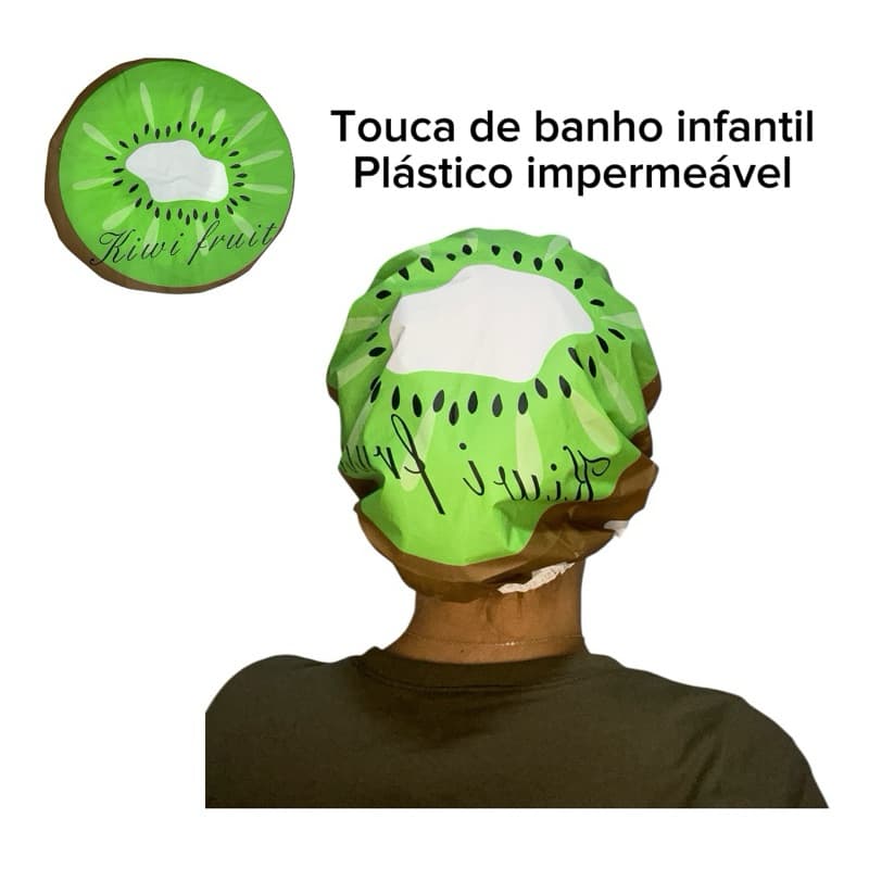 Touca de banho infantil mais esponja (plástico impermeável).