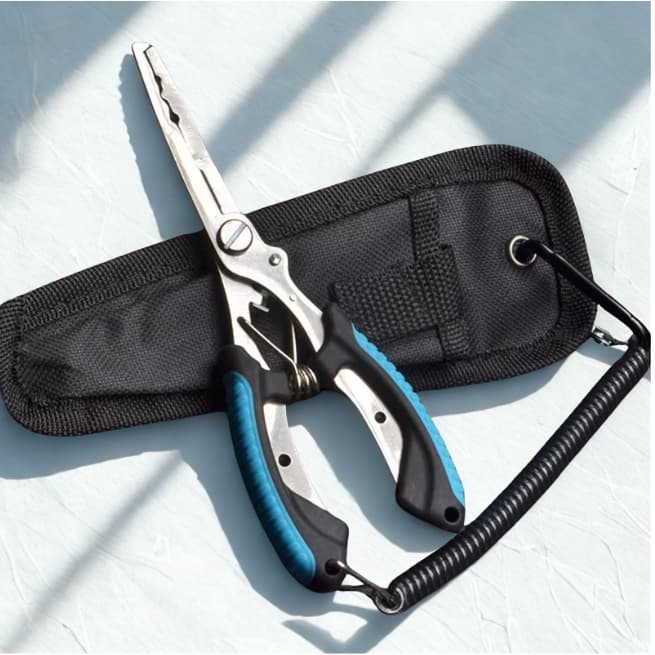 Alicate de pesca de nariz longo, removedor de gancho de aço inoxidável com capinha , alicate de pescaria multifuncional.
