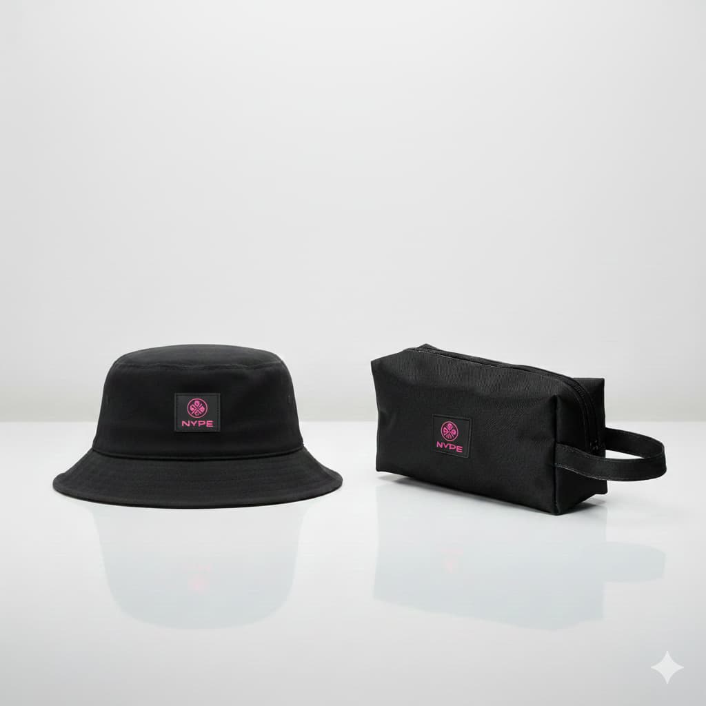 Promoção! Kit Exclusivo Chapéu Bucket Hat Preto + Necessaire Organizadora NYPE