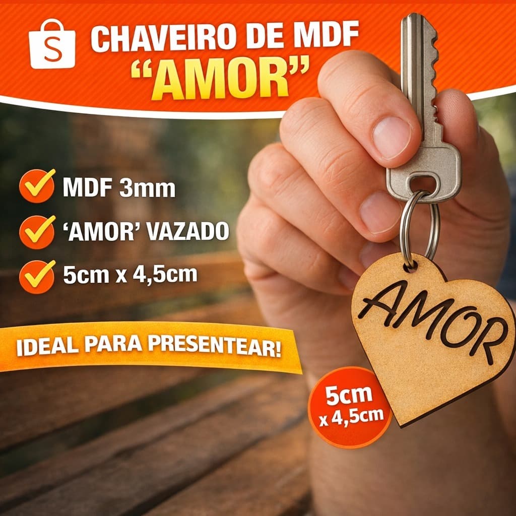 Kit 100 Chaveiros de Coração Apliques em MDF Cru 5x4,5cm Tag Vazado Para Artesanato Lembranças