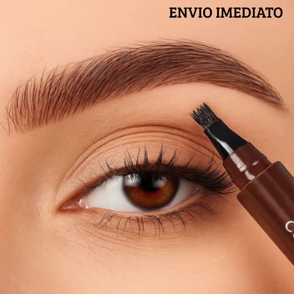 Kit 2 Caneta Sobrancelha Preta Fio a Fio Microblading 4 Pontas Resistente à Água