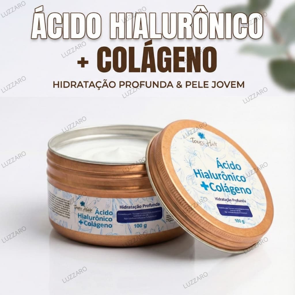 Creme Facial Ácido Hialurônico 100g Hidratação Profunda Anti-Idade