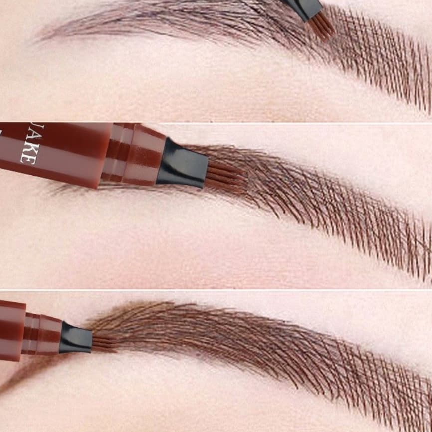 Kit 2 Caneta Sobrancelha Marrom Claro Tipo Microblading 4 Pontas Longa Duração