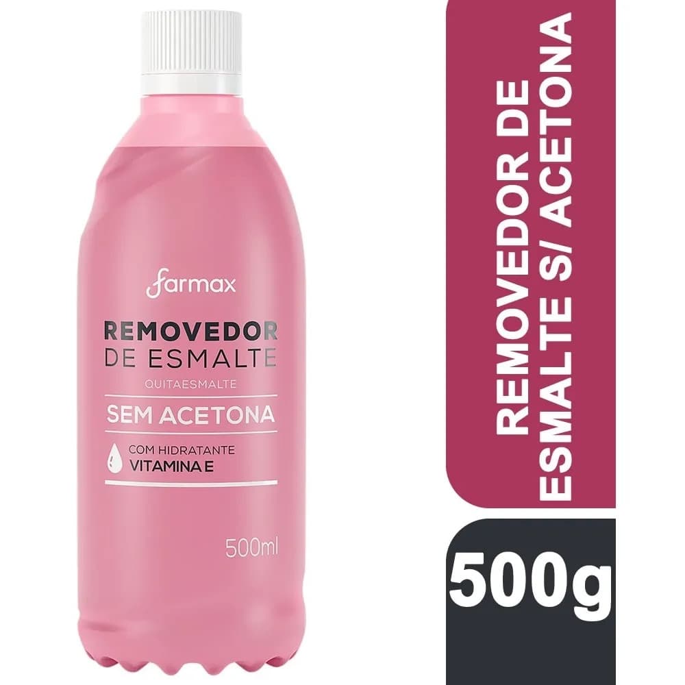 Removedor de Esmalte Sem Acetona Farmax 500ml - Hidrata e Perfuma com Fragrância de Uva