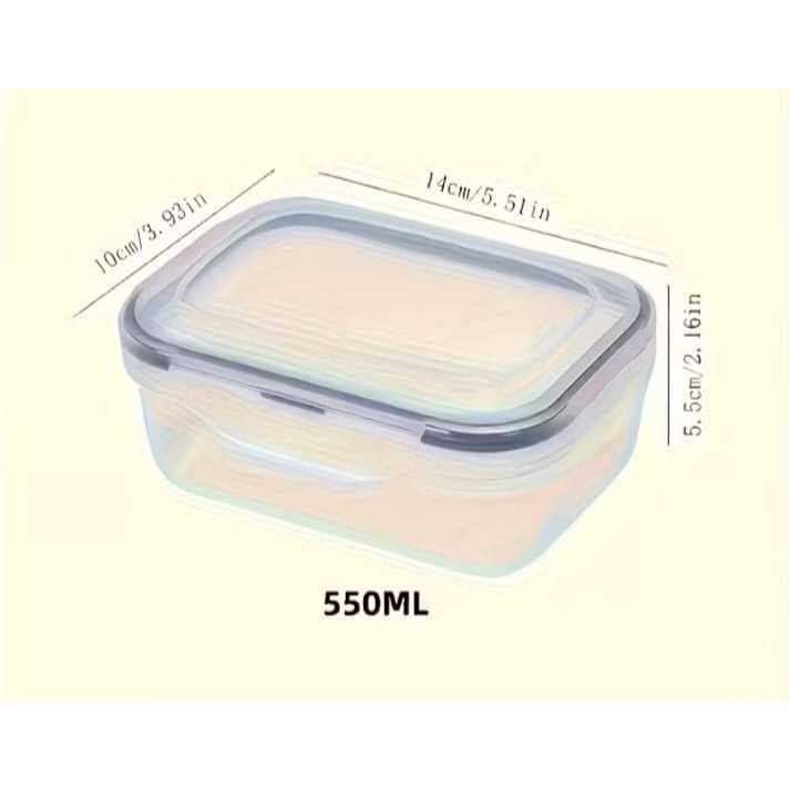 Kit com 2 Potes Herméticos De 550ML Para Armazenar e Conservar Alimentos Sem BPA Tampa com Trava Encaixe Antivazamentos