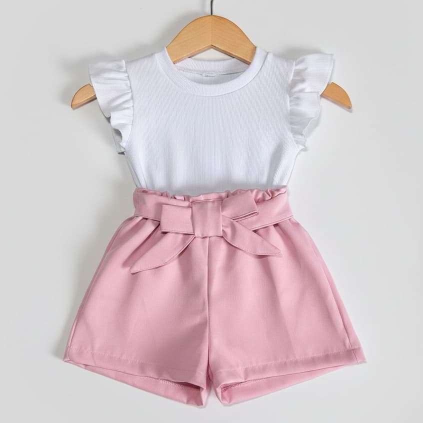 conjunto infantil menina short +blusa  babado kit infantil verão