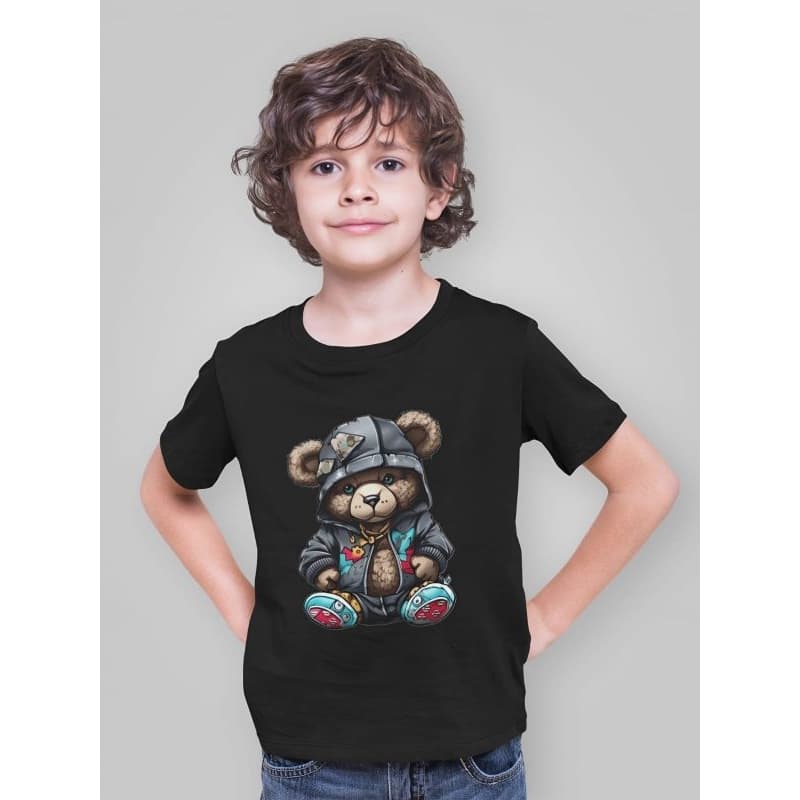 Camiseta infantil urso algodão