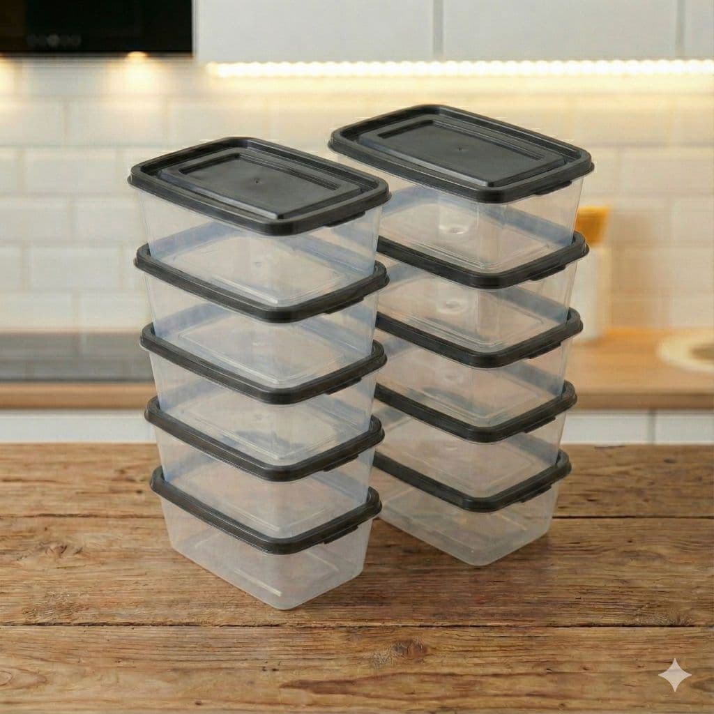 10 kit potes retangular de 1000 ml transparente bpa free