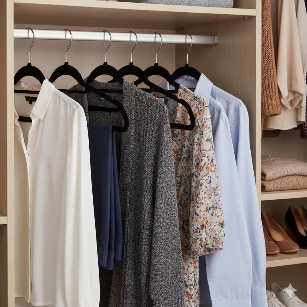 Kit 10 20 Cabides Slim Veludo Preto Antiderrapante Giratório Organização Guarda-Roupa
