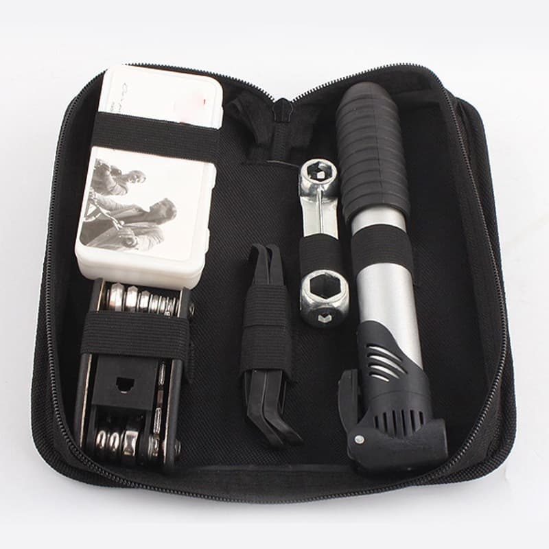 Kit Ferramentas Bicicleta Portátil - Reparo de Pneu, Bomba de Ar e Bolsa de Quadro | Completo