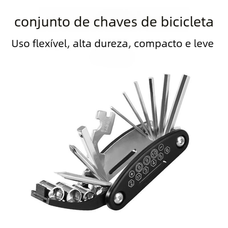 Ferramenta Multifuncional 16 em 1 | Acessório de Reparo para Bike de Montanha