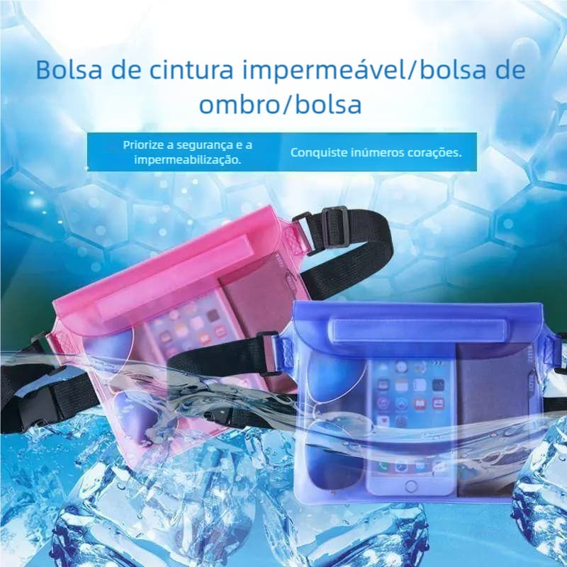 Pochete Universal para Natação/Celular - PVC Impermeável, Bolsa de Cintura Ajustável