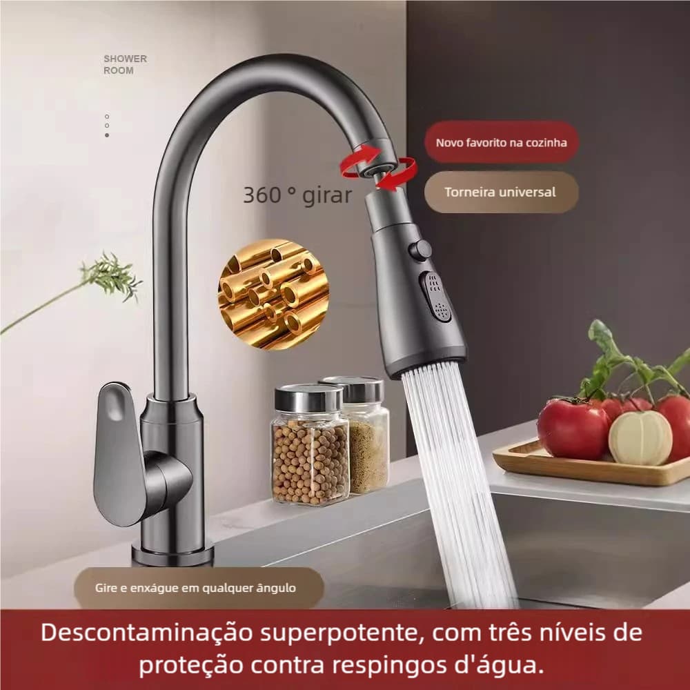 Dispositivo de extensão de torneira multiuso à prova de respingos com borbulhador rotativo