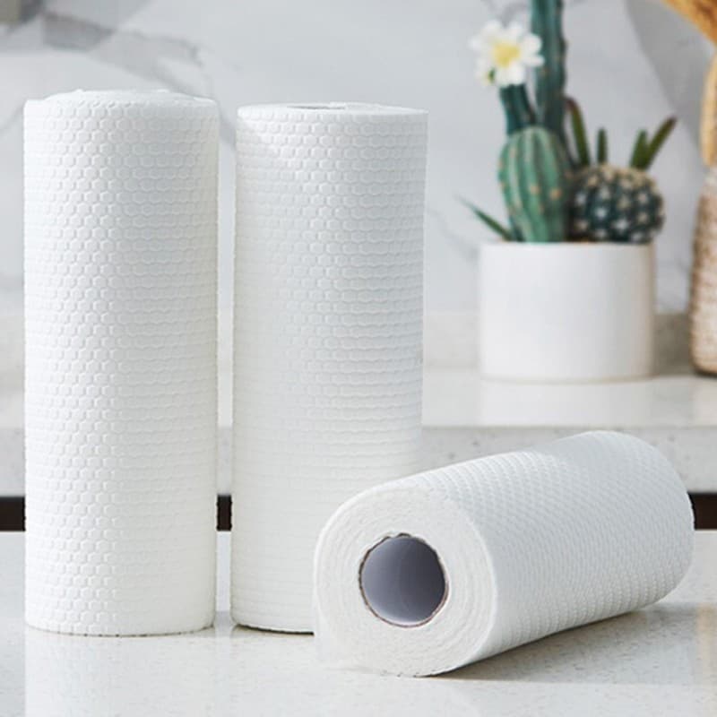 100 Peças/Rolo Pano de Limpeza Reutilizável - Absorvente, Lavável, Toalha de Papel Substituta