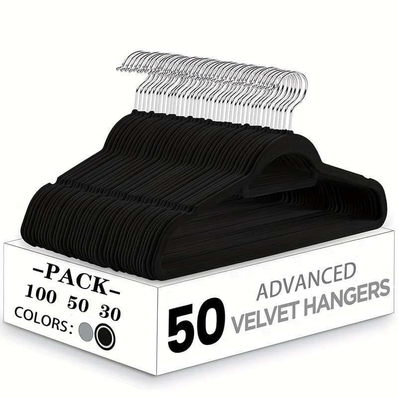Kit 30/50/100 Cabides De Veludo Slim Ultra Finos Antideslizante