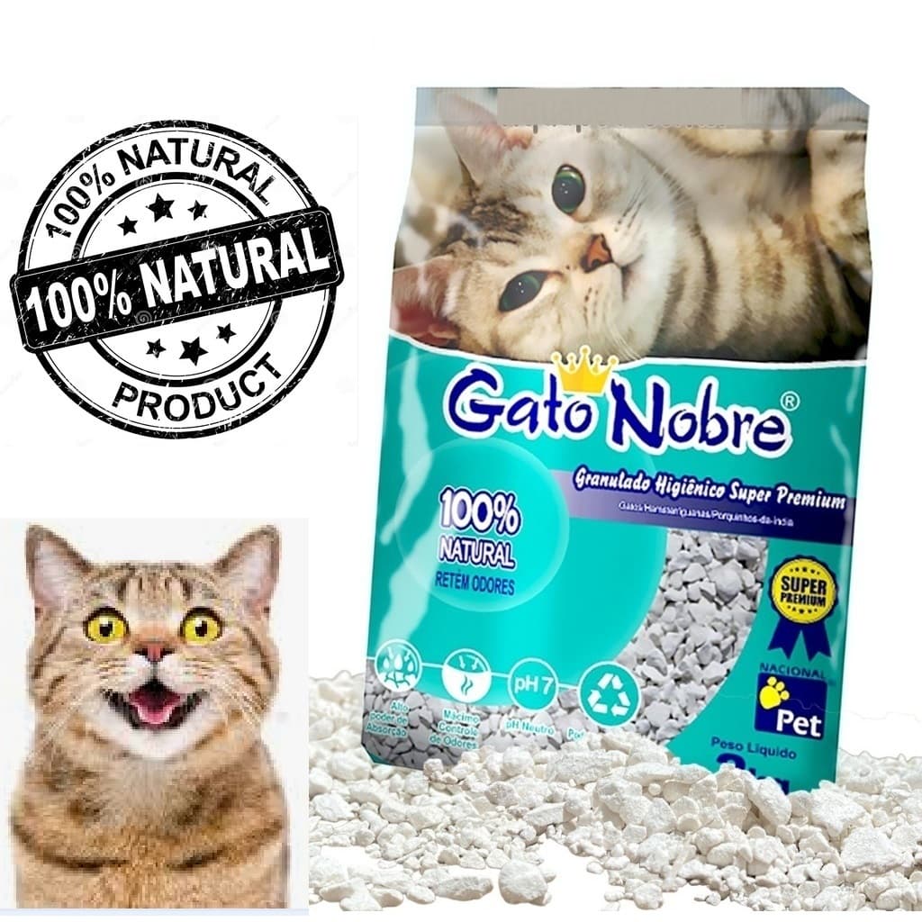 Areia Higiênica 100% Natural Gato Nobre 2kg - Granulado Sanitário para Gatos