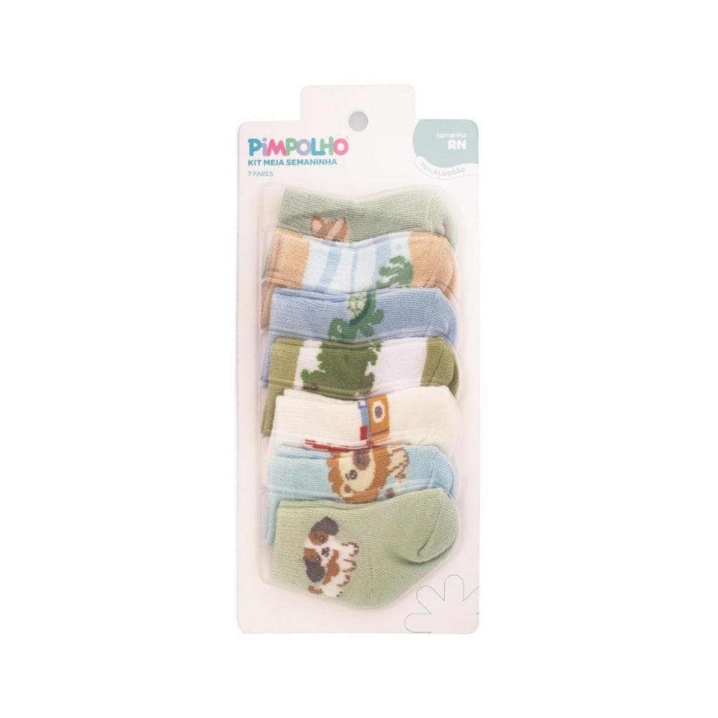 Kit Meia RN  Estampas Sortidas Conforto Algodão Bebê 0 a 4 Meses